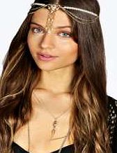 boohoo Drop Statement Head Chain - gold azz08816