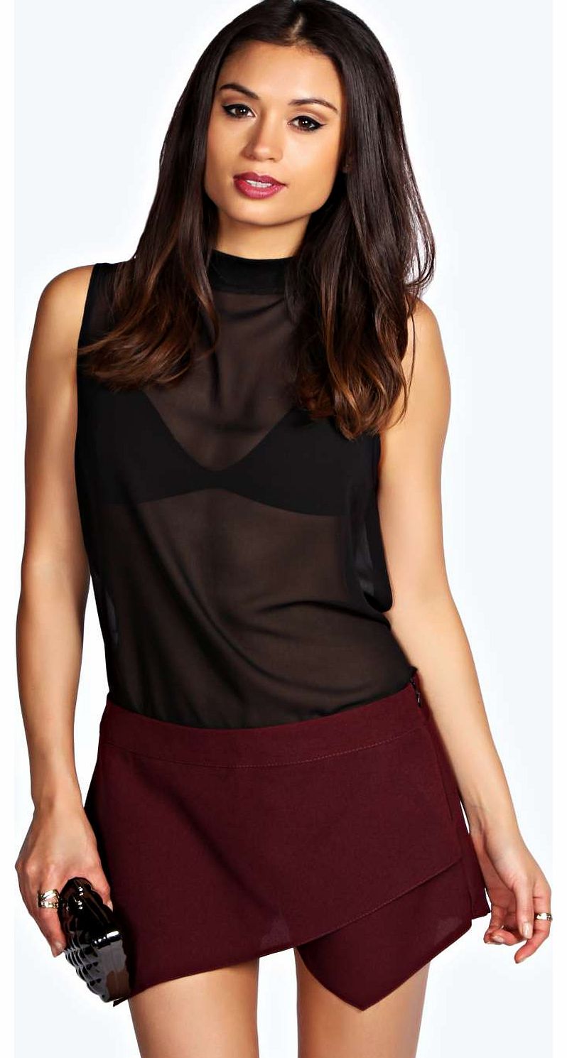 boohoo Edie Woven Skort - wine azz19264