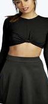 boohoo Elastic Waist Scuba Skater Skirt - black azz07451