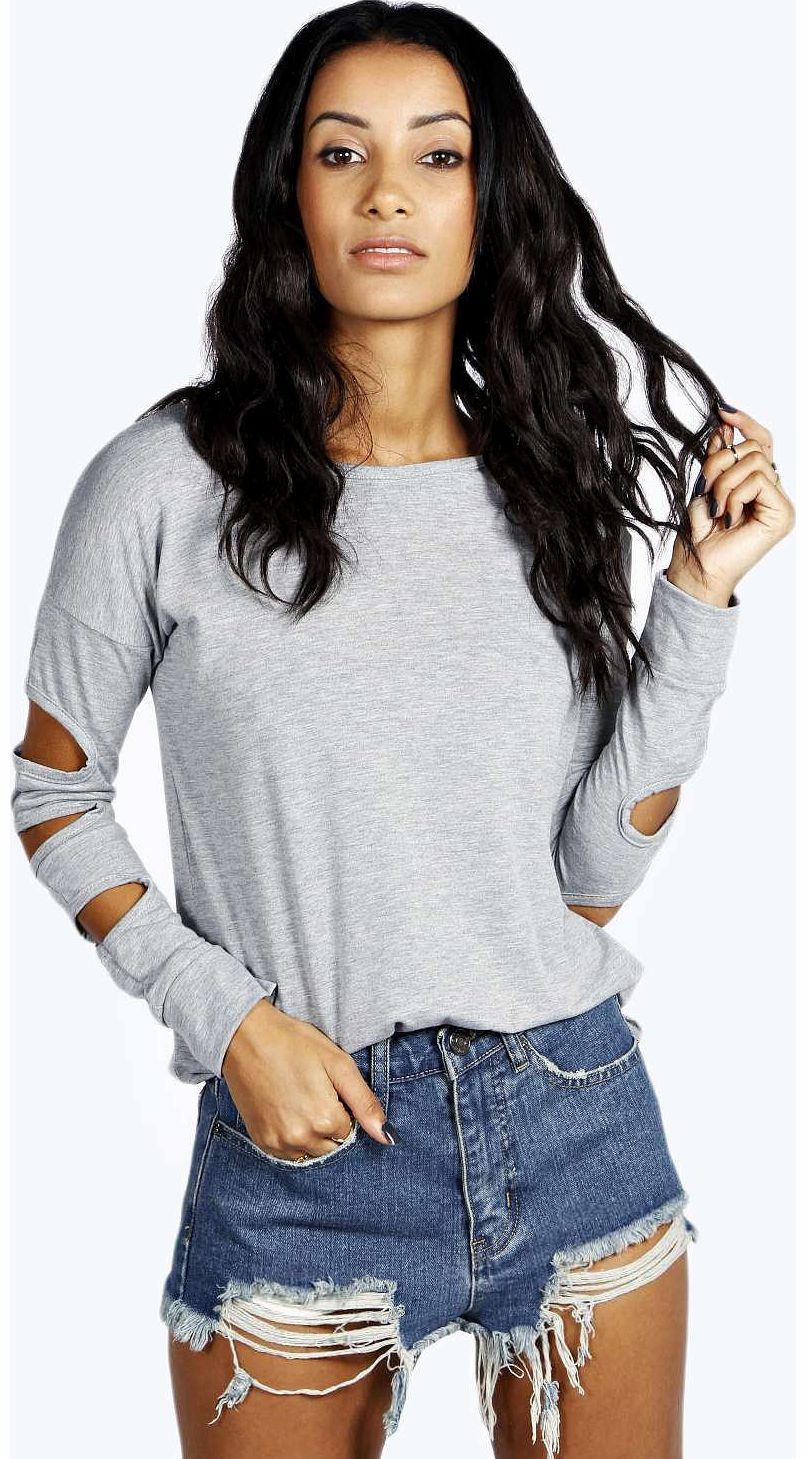 boohoo Elisha Extreme Rip Denim Hotpants - blue