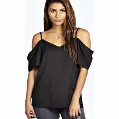 boohoo Eliza Woven Strappy Open Shoulder Blouse - black