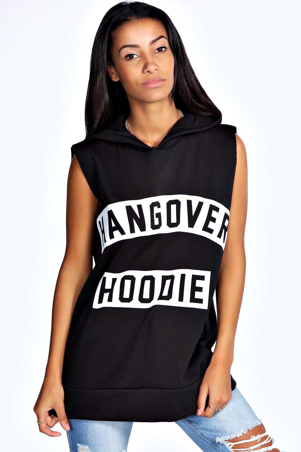 boohoo Ella Hangover Slogan Sleeveless Hoodie -