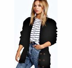boohoo Ellis Button Cable Knit Cardigan - black azz21285