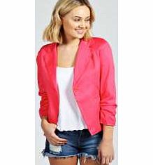 Elodie Ruched Sleeve Blazer - coral azz50728