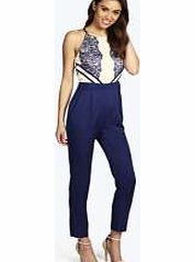 Elouise Eyelash Lace Contrast Detail Jumpsuit -