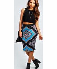 boohoo Elsie Paisley Print Midi Bodycon Skirt - multi