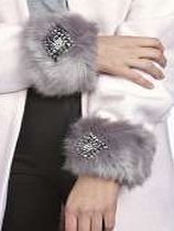 boohoo Embellished Oversized Faux Fur Cuff - grey