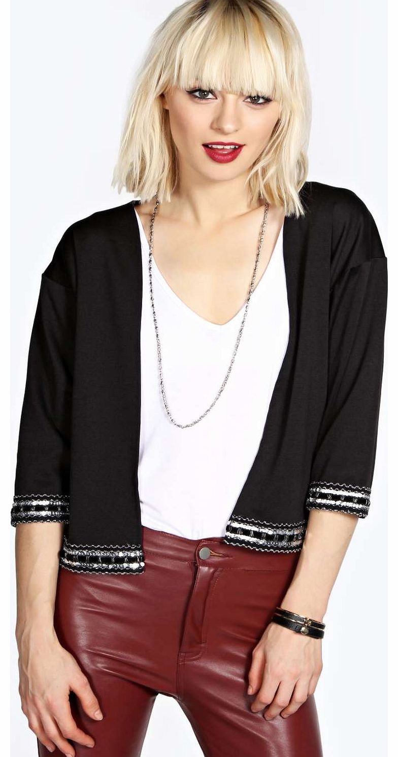 boohoo Embellished Trim Trophy Jacket - black azz17749