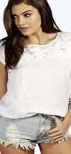 boohoo Embroidered Cut Out Detail Blouse - white azz15210