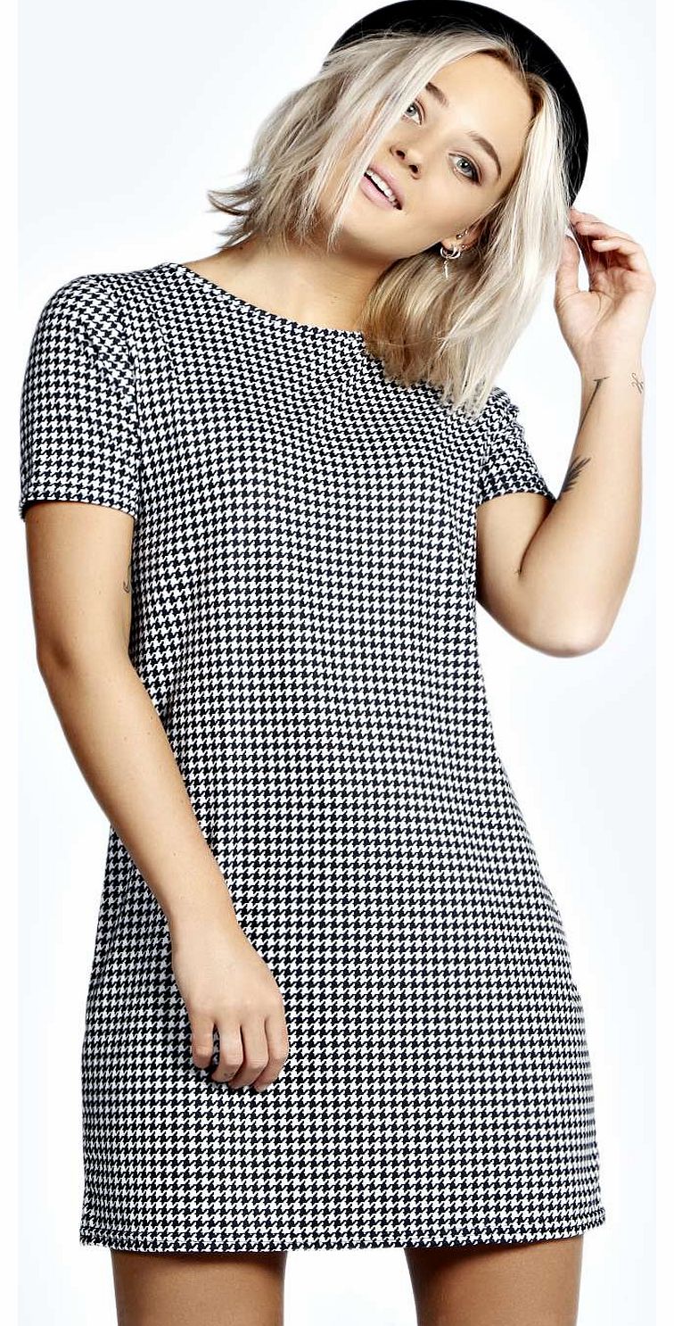 Emilie Dogtooth Printed Shift Dress - multi