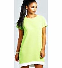 Emily Contrast Sleeve And Hem Shift Dress - lime