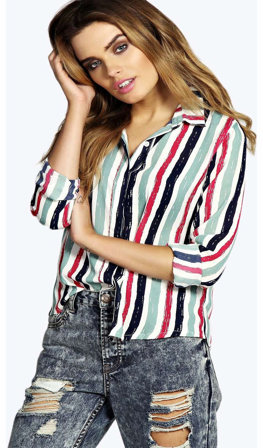 boohoo Emily Striped Long Sleeve Shirt - multi azz16468