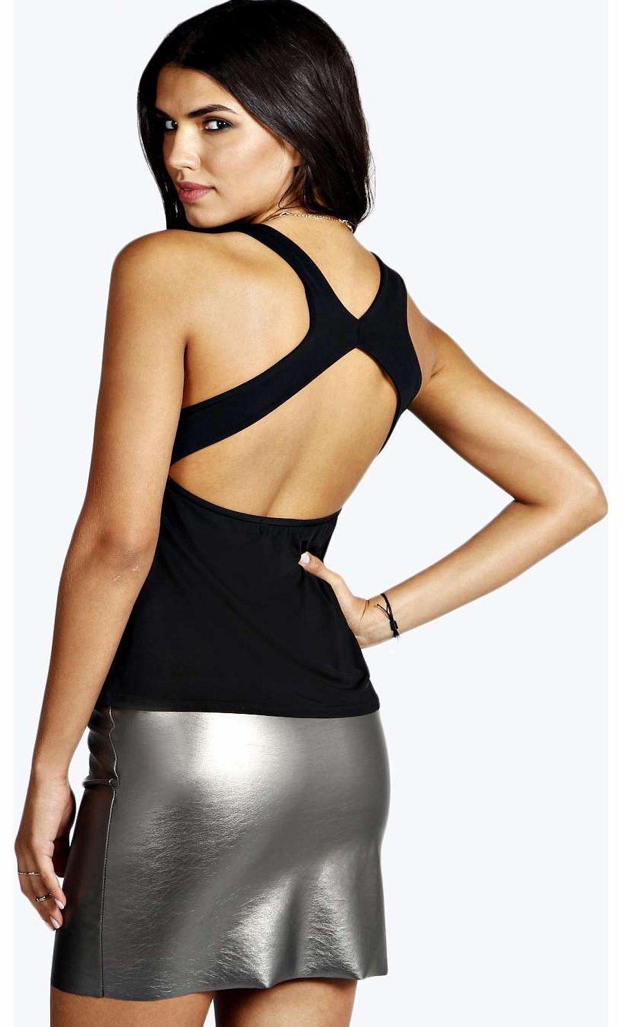 Emma Cross Back Slinky Cami - black azz15949