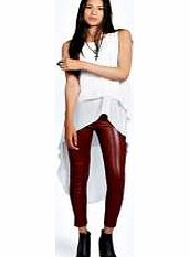 boohoo Esther Double Layer Dip Hem Curved Tunic - cream