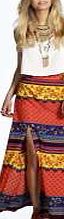 boohoo Ethnic Print Split Leg Maxi Skirt - multi azz13619