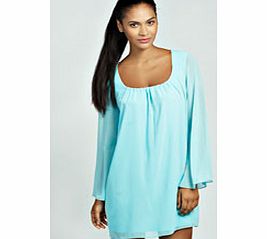 Eva Bell Sleeve Floaty Shift Dress - mint azz31647