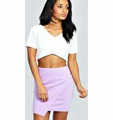 boohoo Evie Asymmetric Wrap Mini Skirt - lilac azz30906