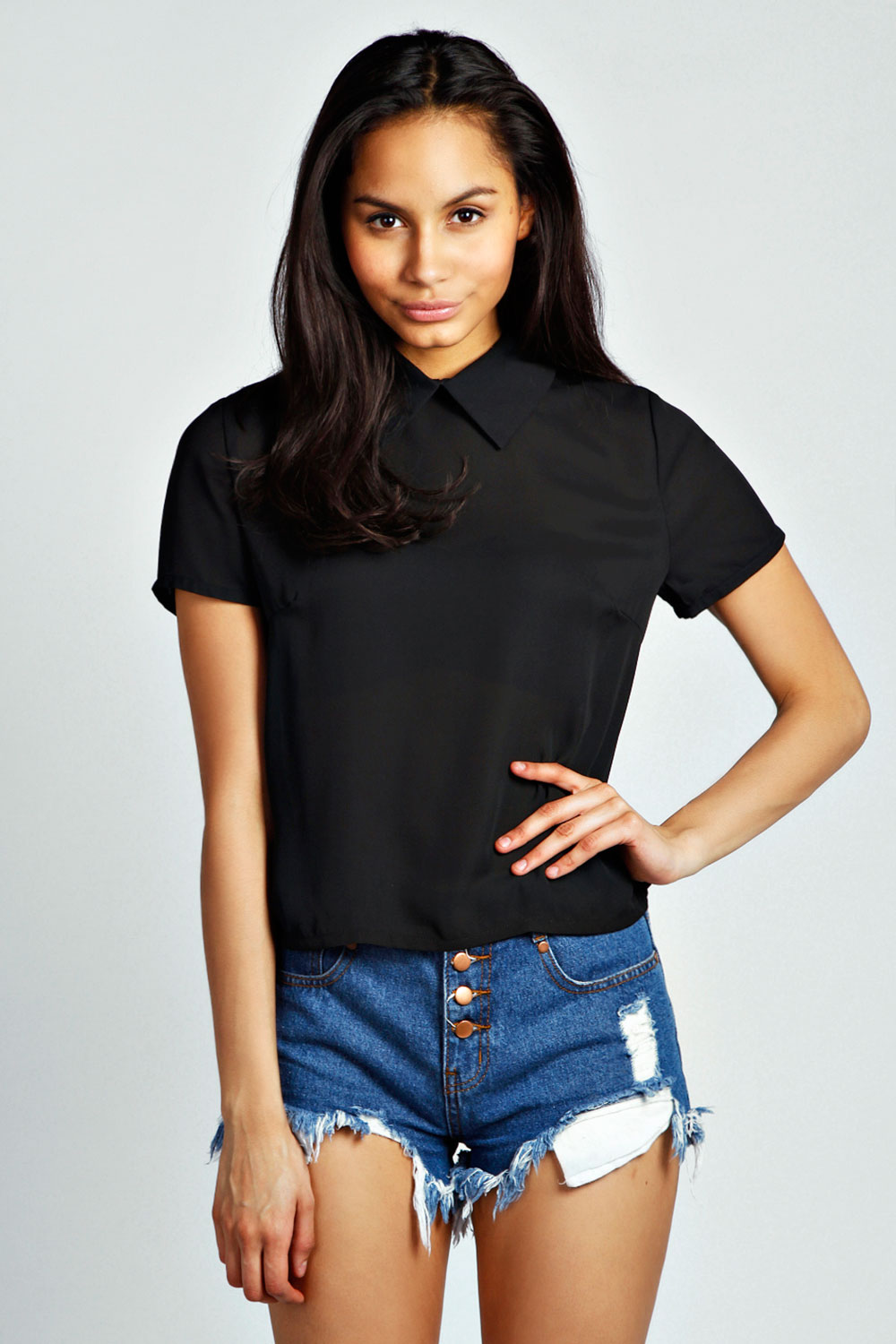 Evie Collared Blouse - black azz34928