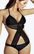boohoo Extreme Cut Out Crochet Swimsuit - black azz32450