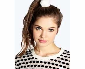 boohoo Faux Fur Pom Hair Bobble - white azz12163
