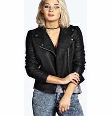 boohoo Faux Leather Biker Jacket - black azz15569