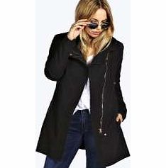 boohoo Faux Leather Sleeve Jacket - black azz11688