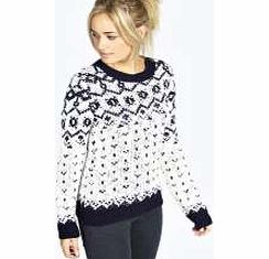 boohoo Faye Fairisle Jumper - navy azz23338