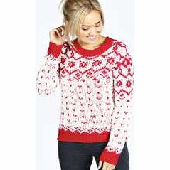 boohoo Faye Fairisle Jumper - red azz23338