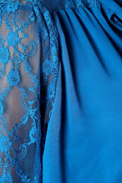 Boohoo Faye Tie Back Lace Panel And Bell Sleeve Blouse