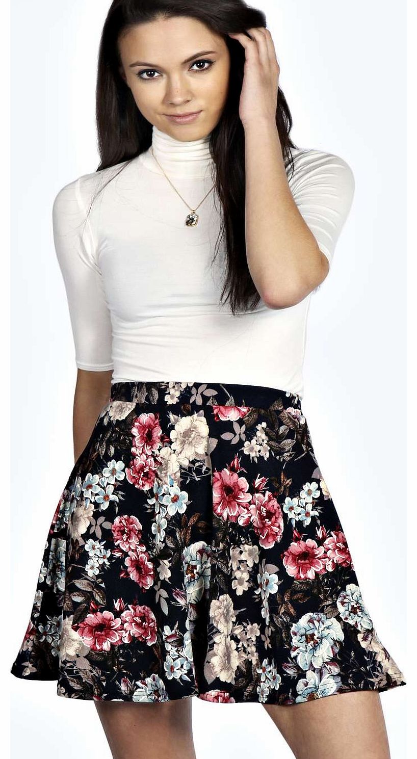 Fiona Floral Print Skater Skirt - multi azz19249
