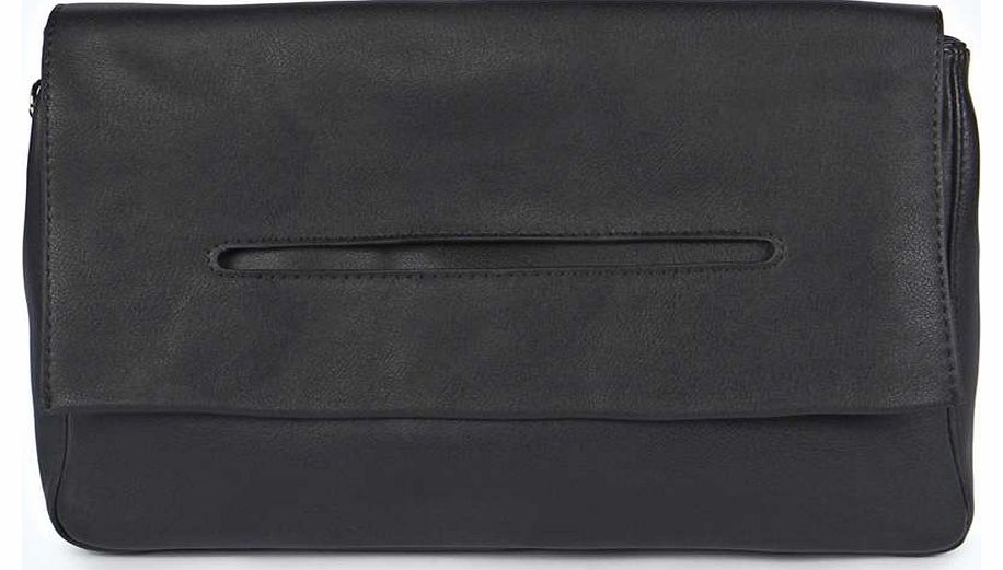 boohoo Fiona Slotted Oversize Clutch Bag - black azz18314