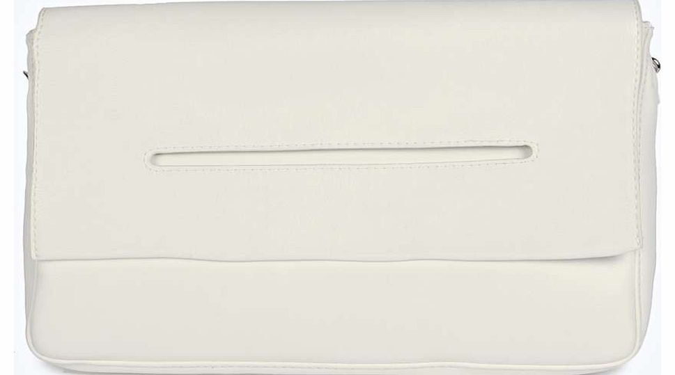 boohoo Fiona Slotted Oversize Clutch Bag - white azz18314
