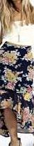 boohoo Floral Chiffon Dip Hem Skirt - multi azz16220