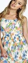 boohoo Floral Print Chiffon Pleated Skirt Dress - multi