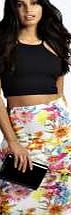 boohoo Floral Print Scuba Midi Skirt - multi azz01913