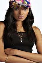 boohoo Floral Printed Cap - orange azz02273