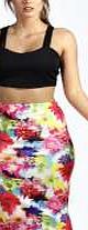 boohoo Floral Scuba Midi Skirt - multi azz07941
