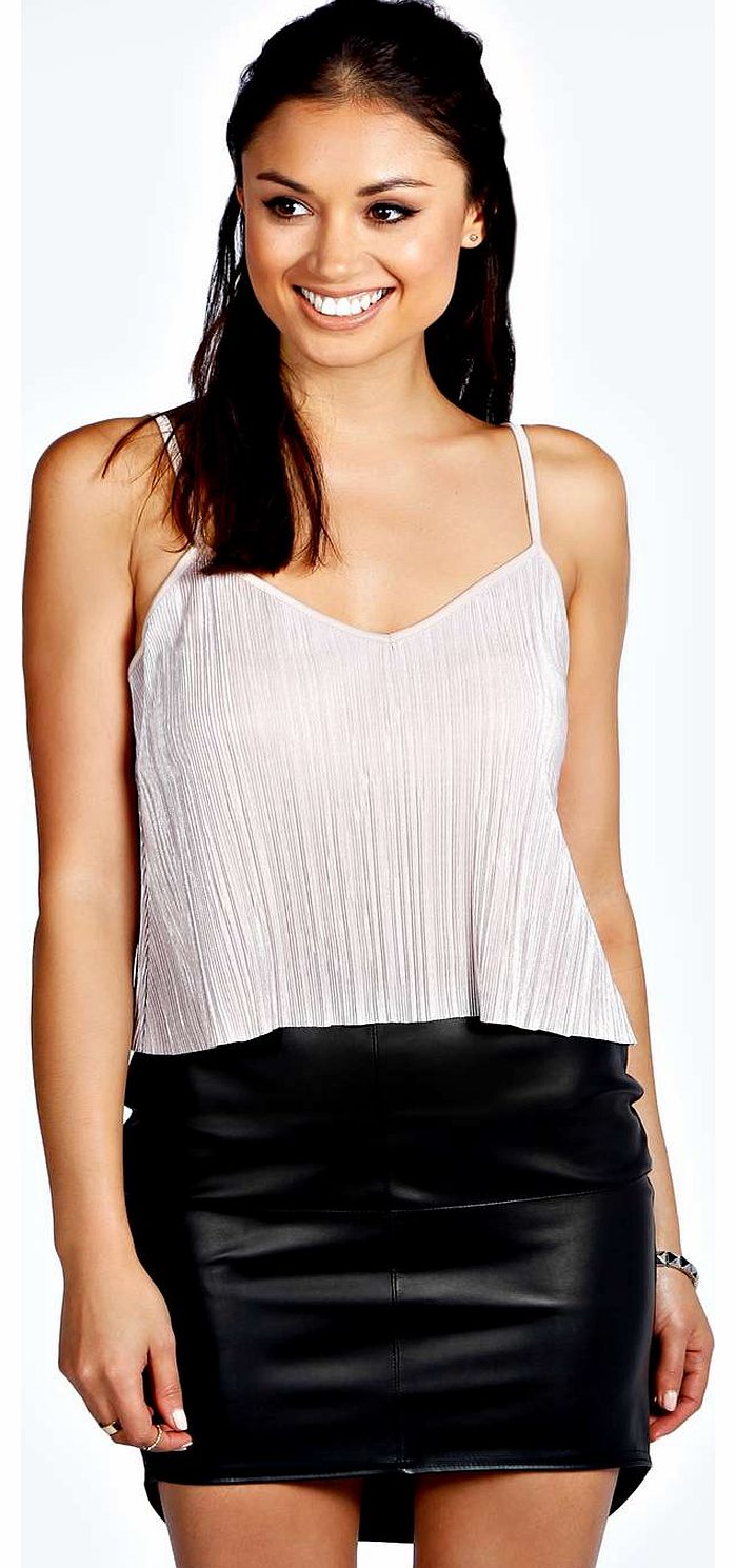 Florence Pleated Glitter Strappy Cami - grey