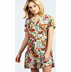 boohoo Franki Floral Shirt Dress - multi azz28800