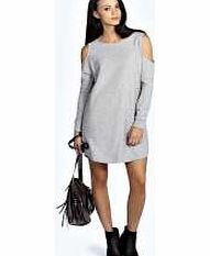 boohoo Frankie Open Shoulder Sweat Dress - grey azz21971