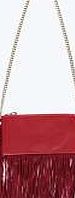boohoo Fringed Cross Body Bag - red azz08268