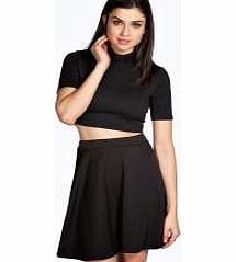 boohoo Full Circle Scuba Skater Skirt - black azz17665