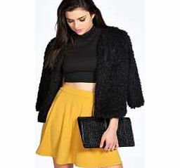 boohoo Full Circle Scuba Skater Skirt - mustard azz17665