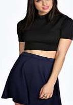 boohoo Full Circle Scuba Skater Skirt - navy azz17665