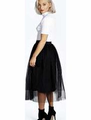 boohoo Full Mesh Midi Skirt - black azz15699