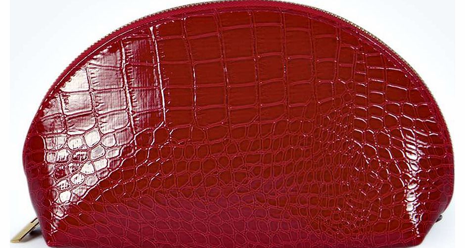 boohoo Gaby Mock Croc Large Make Up Wash Bag - red