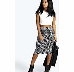 boohoo Geometric Midi Skirt - black azz10709