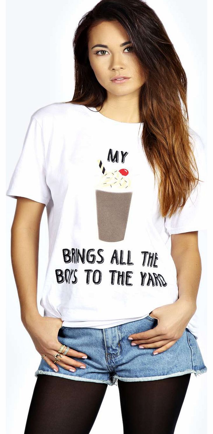 boohoo Georgina Milkshake Slogan Tee - white azz18695