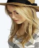 boohoo Glitter Straw Ribbon Trim Floppy Hat - natural