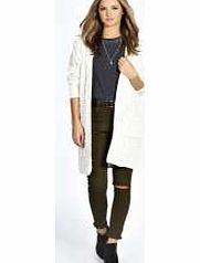 boohoo Grace Long Cable Knit NEP Cardigan - cream